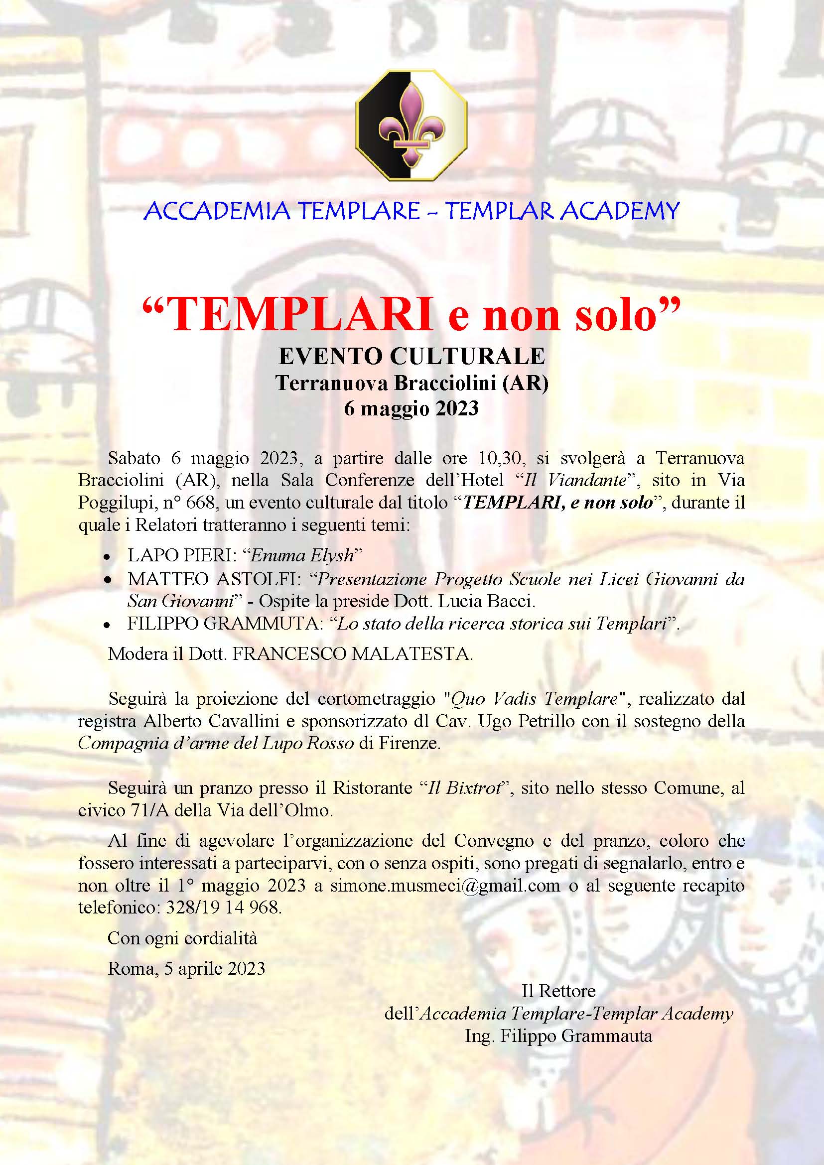 Scopri di più sull'articolo Accademia Templare Evento Culturale 6 Maggio 2023